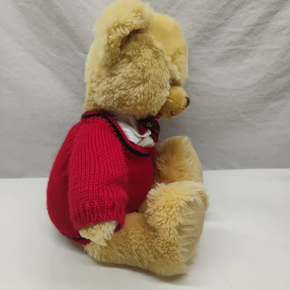 Ralph Lauren Teddy Bear Tan Plush Red Sweater Plaid Bow Tie Polo Horse Logo 2007